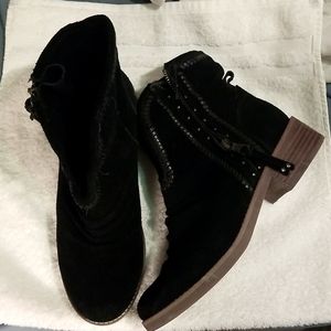 Latigo, Black Suede with Whipestich Pattern Boots, Size 7.5M,  WORN FOR 5 HOURS.